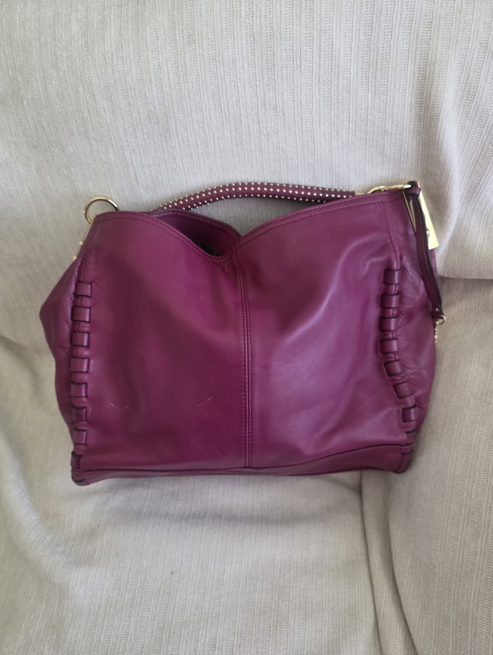 Leather Hobo Bag in Berry Pink - Fashionable Everyday Carry